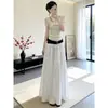 Conjunto Súper Trendy Estilo Coreano: un Conjunto Completo de Conjuntos Elegantes de Punto de Verano para Mujer y Faldas Blancas