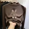 Ropa interior térmica para niños con forro de forro polar, nuevo estilo otoño/invierno, camiseta de manga larga de moda para niñas, tejido cepillado, cuello semi-alto, cálida y con estampado