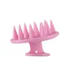 Escova de shampoo de silicone personalizada com cabeça macia e massageadora para limpeza da pele. Possui dentes longos e macios para massagem e é ideal para shampoo.