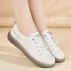 Zapatos Blancos de Cuero Genuino con Suela Suave Modelo Nuevo 2025 Resistentes al Desgaste de Suela Plana Ligeros Transpirables Modernos Casuales para Mujer