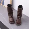 Otoño 2026 Nuevas Botas Altas de Felpa con Hebilla Metálica Retro para Niñas Estilo Coreano Moda Infantil Botas de Moda con Remaches Tendencia