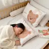 Almofada de feijão infantil de algodão 100%, Classe A, reversível, com estampas fofas, fronha macia para a pele, enchimento para jardim de infância