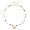 Collar de cuentas de estilo étnico retro transfronterizo de Europa y Estados Unidos con piedra natural irregular de color y cadena de clavícula a juego.