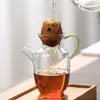 Mango colorido, estilo imitación Dinastía Song, tetera para infusión de té verde, de alta calidad, resistente al calor, tetera de vidrio de borosilicato alto, jarra para servir, juego de té, utensilios de té