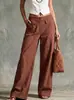 Colección nueva 2026 Amazon transfronteriza europea y americana: pantalones cómodos, de color liso, modernos, holgados, casuales, con cintura elástica, de pierna ancha para mujer