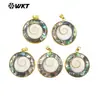 WT-JN266 color reflectante patrón espiral natural concha blanca redondo colgante collar de cuentas chapado en oro de 18 quilates