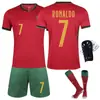 2425 Taça da Europa Portugal Uniforme de Futebol Casa Nº. 7 Ronaldo Jersey Não. 8 B Taxa Manga Curta Infantil