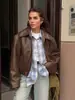Chaqueta de cuero estilo motociclista 2024 Europa y Estados Unidos otoño e invierno nuevo abrigo suelto moda transfronteriza abrigo de cuero nuevo abrigo de mujer