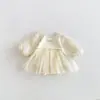 2026 Nuevo Pelele Coreano de Primavera y Otoño para Bebés Niñas, Body de Malla, Color Sólido, Manga Larga, Ropa para Gatear