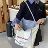 Bolso de Hombro Rayado de Doble Cara de Nuevo Estilo, Bolso Tote de Gran Capacidad, Bolso de Lona para Estudiante Bordado de Textura de Alta Calidad
