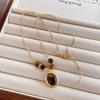 Collar de Piedra Ojo de Tigre Natural con Cuentas para Mujer con Colgante de Corazón, Cadena de Clavícula de Lujo de Gama Alta de Nicho, Más Vendido Transfronterizo