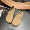 Zapatos de Mujer de Suela Gruesa para Otoño Nuevas Mules Correa de Cuero Retro 2026 Sin Cordones Suela Suave Mocasines de Persona Perezosa Cubiertos Completamente Hebilla Color Caqui