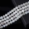 Cuentas redondas de piedra lunar blanca cristalina natural, tiras largas, cuentas sueltas de piedra lunar de Sri Lanka semiacabadas, accesorios para joyería al por mayor