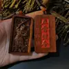 Madeira de Jujuba Natural de Raio Wang Lingguan Pingente de Token de Relevo Dupla Face Pingente de Token Pingente da Ordem dos Cinco Trovões