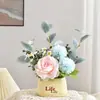 Decoración de Flores Artificiales Arreglo de Flores de Girasol Pequeño Macetero Plástico Ramo Decoración de Sala de Estar Mesa de Comedor Decoración de Planta Verde
