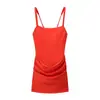 ZR E-commerce Transfronteiriço 2026 Novo Estilo Europeu e Americano Moda Feminina Sexy Sem Mangas Plissada Curta Vestido Camisola