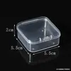 Caixa de feijão de percussão quadrada de 5,5 cm, caixa de embalagem de plástico PP semitransparente, pequena caixa de materiais com tampa, caixa para joias e peças