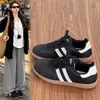 Zapatillas Deportivas de Entrenamiento Alemanas Planas Versátiles Retro para Mujer Otoño 2026 Nuevas Zapatillas Casuales de Tabla con Punta Redonda Bloques de Color con Cordones Delanteros
