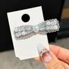 Presilha de Bico de Pato com Strass e Pérolas de Luxo Leve para Mulheres, Grampo de Cabelo Estilo Coreano com Strass, Presilha para Franja, Acessório de Cabelo, Presilha de Borda Oval, Grampo de Cabelo