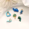 Colgante de Delfín de Dibujos Animados Mini Colgante de Gota de Aceite Pendientes Lindos Colgante Acero Inoxidable Pendientes Hechos a Mano DIY Colgante de Joyería