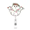 Gorro de Navidad insignia de fantasma clip tirador de rollo insignia hebilla de Navidad etiqueta de nombre de certificado fácil acrílico cuidado médico retráctil