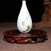 Talla de Raíz Base de Madera Maciza Maceta Redonda Jarrón Acuario Altar de Vino Estatua de Buda de Piedra Artesanías Adornos Base de Madera