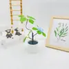 Maceta Bonsái de Planta Verde de Flor Única de Tres Cabezas Transfronteriza, Maceta Artificial de Espuma Flexible, Maceta Decorativa para Oficina y Sala de Estar