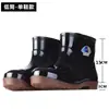 Botas de lluvia gruesas para hombre, botas impermeables extra altas, botas de lluvia hasta la pantorrilla para sitios de construcción y cocinas, botas de lluvia de tubo corto con suelas de goma y zapatos de agua cálidos forrados de vellón