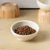 Cuenco Inclinado de Color Sólido Casual con Tocón de Madera Cerámica Doméstica para Mascotas Antivuelco Cuenco para Gatos Cuenco para Perros Protección del Cuello Cuenco de Agua Cuenco de Comida