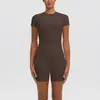 Conjunto de ropa de yoga y running para exteriores, estilo europeo y americano, transpirable, de manga corta, cintura alta, corte ajustado