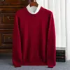 Suéter de Cachemira para Hombre Pulóver Otoño Invierno Capa Base Casual de Negocios Holgado Talla Grande Cálido Manga Larga Lana Superior Hombre