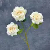 Rosa sweetheart artificial de 3 cabeças para decoração de casamento, decoração de casa, arranjo floral, rosa serigrafado, ornamentos de flores artificiais transfronteiriços, atacado