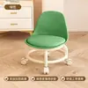 Taburete pequeño para el hogar con ruedas giratorias, taburete redondo bajo, costura de belleza y banco para pedicura, silla de sala de estar, taburete de aprendizaje para niños