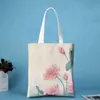 Bolsa de lona tipo tote con estampado de tinta china, un bolso simple y artístico para mujer, adecuado para el uso diario y para ir al trabajo.