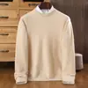 Suéter Masculino Gola Redonda Liso em Cashmere First Line Garments Suéter de Lã Tricotado Pulôver Camisa Base Quente Top