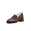 Zapatos de Lana para Clima Frío Estilo Commuter 2024 Texped Piel de Vaca Tacón Medio Grueso Piel Genuina Forro de Lana Cálidos de Boca Profunda de una Sola Capa para Mujer