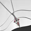 Nuevo Collar con Colgante de Calavera y Cruz de Diamante Rojo, Estilo Oscuro, Joyería de Alta Gama Unisex en Stock
