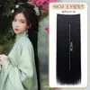 Tocado Hanfu pieza de peluca de barba de maíz de vestuario antiguo extensión de cabello estilo antiguo cabello largo liso sin nudos fila de cabello de una pieza modelado