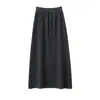 Falda de punto acampanada clásica de invierno y otoño, nuevo estilo, 100% cachemira pura, cintura alta, adelgazante y de corte holgado, color liso, elástica