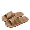 Sandalias tejidas de hierba de ratán para hombre, primavera y otoño, interiores, silenciosas, tejidas de paja, cuatro estaciones, zapatillas antideslizantes para suelo de interior para parejas