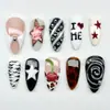 Estampa de Leopardo Tridimensional Linhas Listradas Francesas Cereja Transparente Moda Estilo Ins Europeu e Americano Unhas Usáveis Removíveis 30 Peças