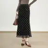 Saia midi bodycon estilo coreano de cintura alta, retalhos de malha de veludo dourado, estilo sereia, nova coleção outono 2026