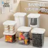BNBS Tarro de almacenamiento de plástico transparente de varios tamaños con tapa, a prueba de polvo, para sala de té, bolsitas de té, caja organizadora de artículos diversos para escritorio