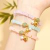 Pulseira de verão com miçangas de vidro, pulseira de bambu com flores para meninas, pulseira simples para estudantes.