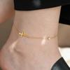 Estilo ins nicho alta qualidade banhado a ouro 18K tornozeleira de cruz com cristal feminina não desbota verão 2023 novo design
