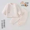 Conjunto de dos piezas acolchado de tres capas para bebé e infante, algodón fino de 40g, pijama de bebé sin costuras para recién nacido, de cintura alta, protector de barriguita