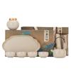 Conjunto de Chá Kung Fu de Cerâmica Ruyao Bege de Alta Qualidade Bule e Xícaras Conjunto de Presente de Luxo Leve para Casa e Escritório
