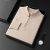 Suéter de Cachemira para Hombre, Otoño e Invierno, Cuello Semi-Alto, con Cremallera, Jersey Casual de Negocios, Versátil, Tejido Grueso, Venta al por Mayor