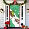 Popular Transfronteiriço Monstro Peludo Verde Grinch Pendurado Capa de Porta Pano de Fundo Decoração de Porta de Casa Pano Pendurado para Atmosfera Festiva Pendurado