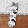 Otoño e invierno nuevo sin pelo bordado de una oreja garra de gato de la suerte calcetines para dormir de forro polar coral calcetines de media felpa al por mayor